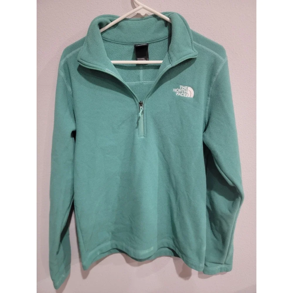 The North‎ Face Mens S Textured Mint Green Fleece 1/4 Pullover Jacket Sweatshirt